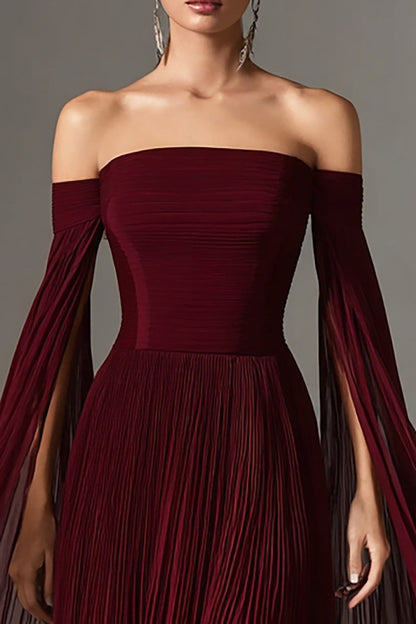 Margot Chiffon Off-Shoulder Gown with Cape