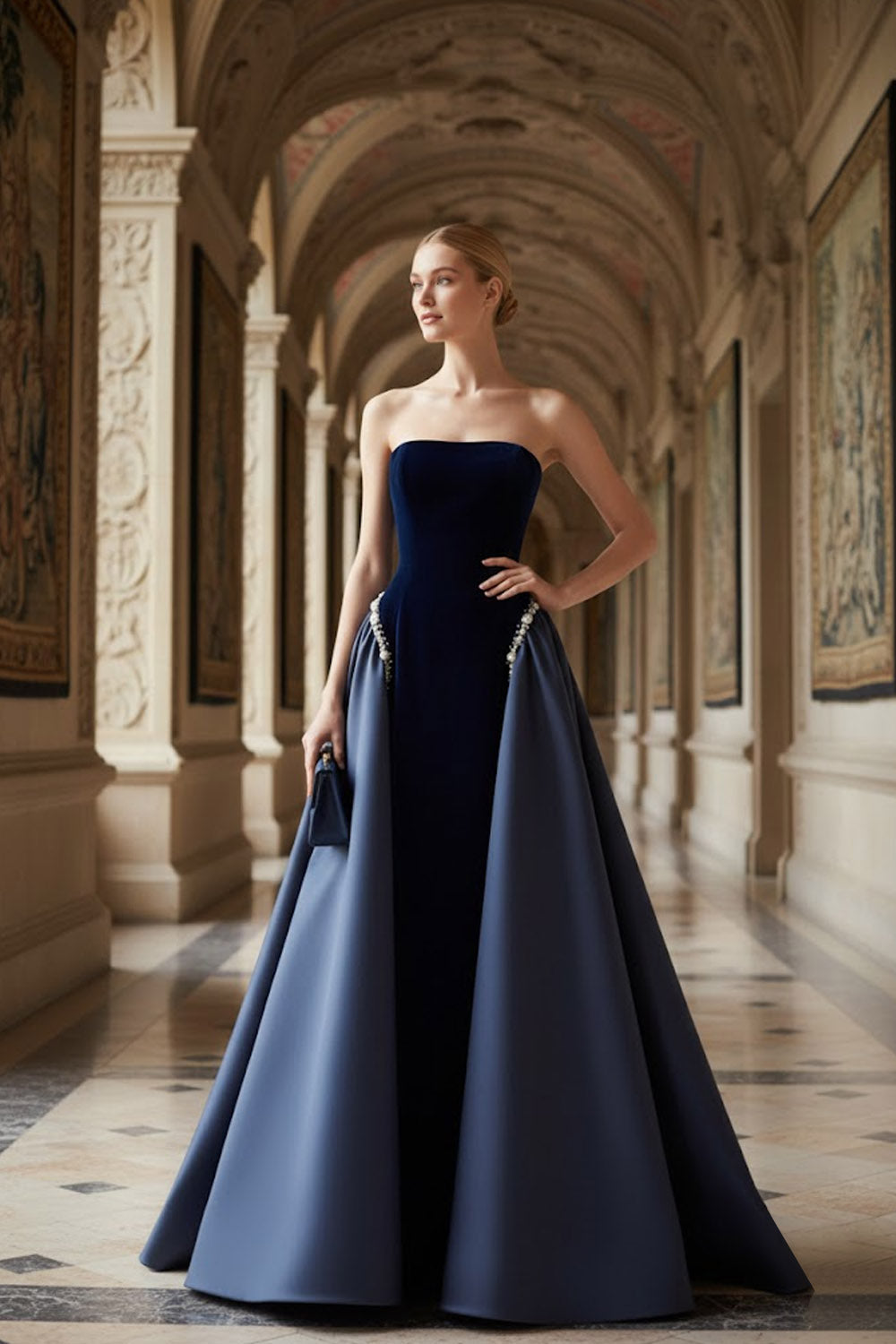 Arabella Velvet Cape Gown