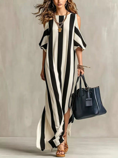 Isadora Striped Cold Shoulder Maxi Dress