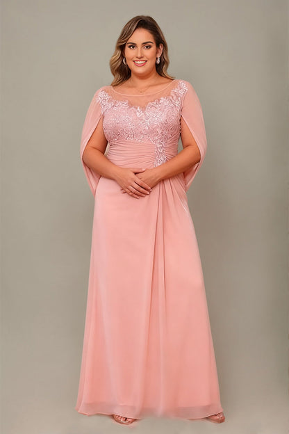 Arabella Floral Appliqué Cape Maxi Dress