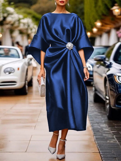 Margot Pleated Asymmetric Maxi Dress