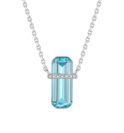 Emerald Cut Blue D Necklace
