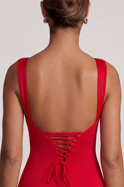 Violetta Tie-Back Mini Dress in Red