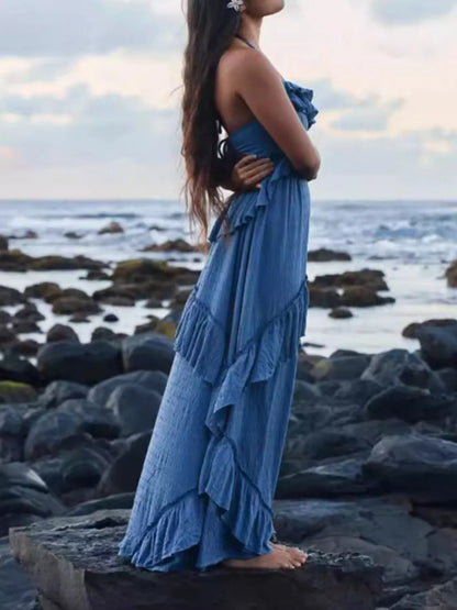 Arabella Ruffled Halter Maxi Dress