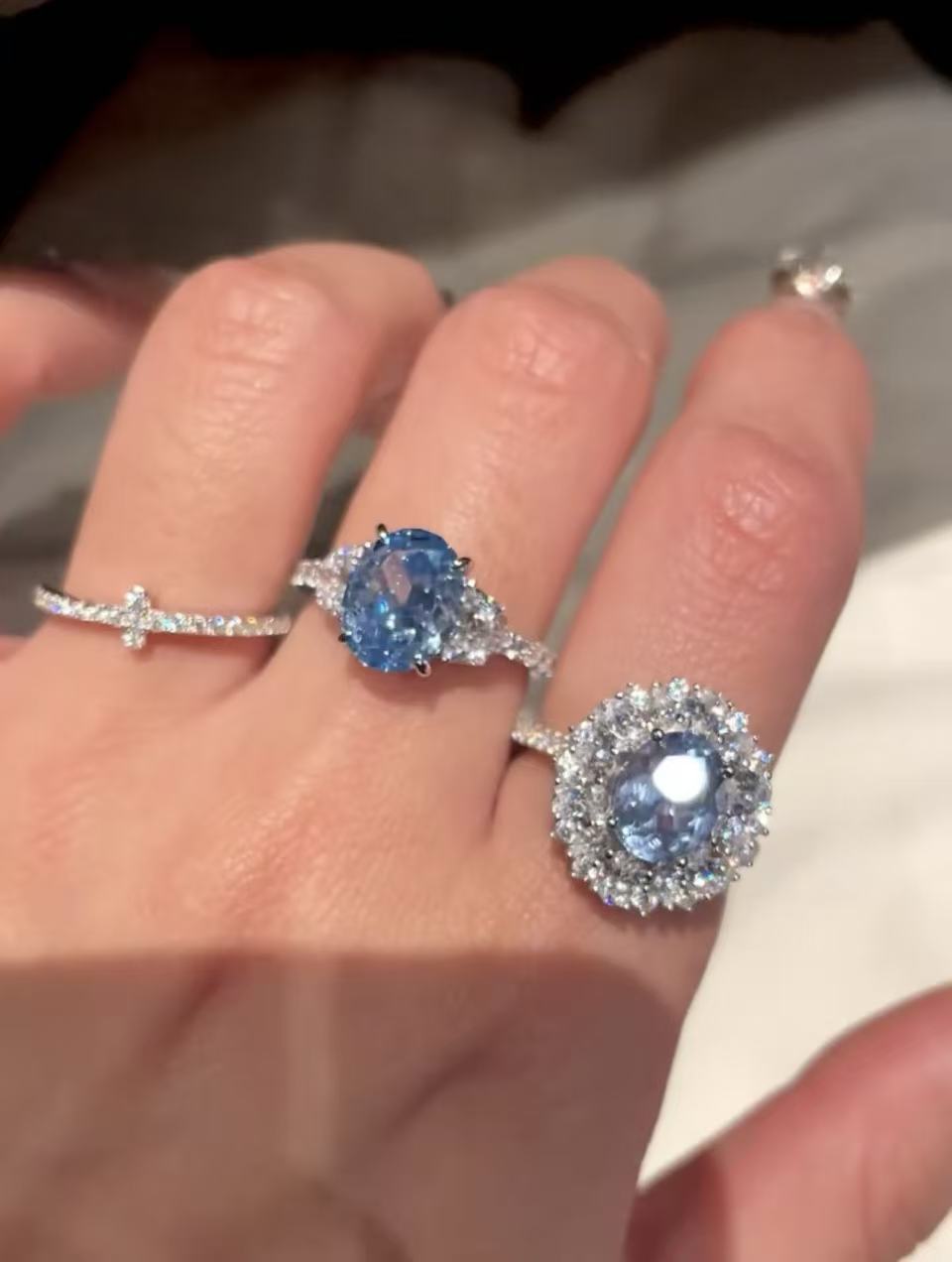 4ct Oval-Shaped Icy Blue Statement Ring