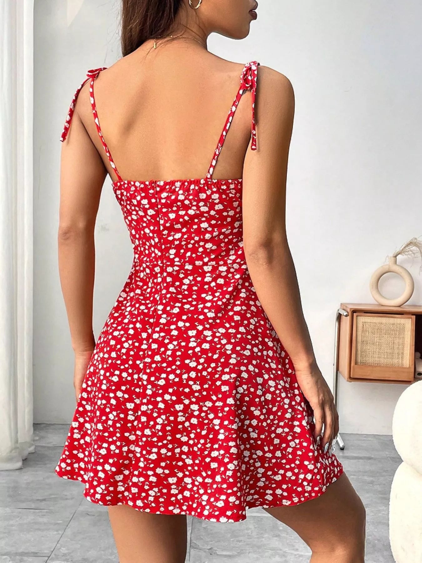 Margot Floral Tie-Strap Mini Dress