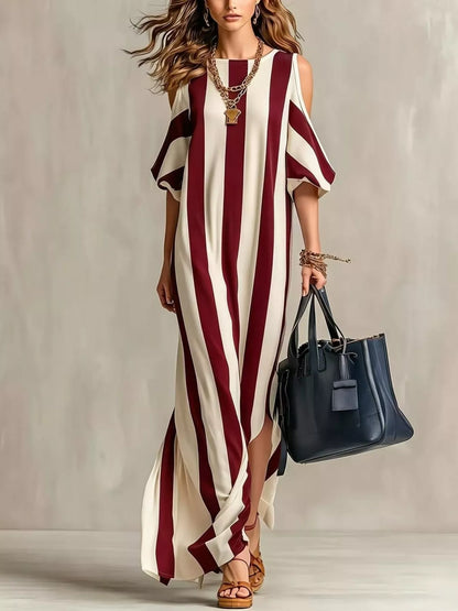 Isadora Striped Cold Shoulder Maxi Dress