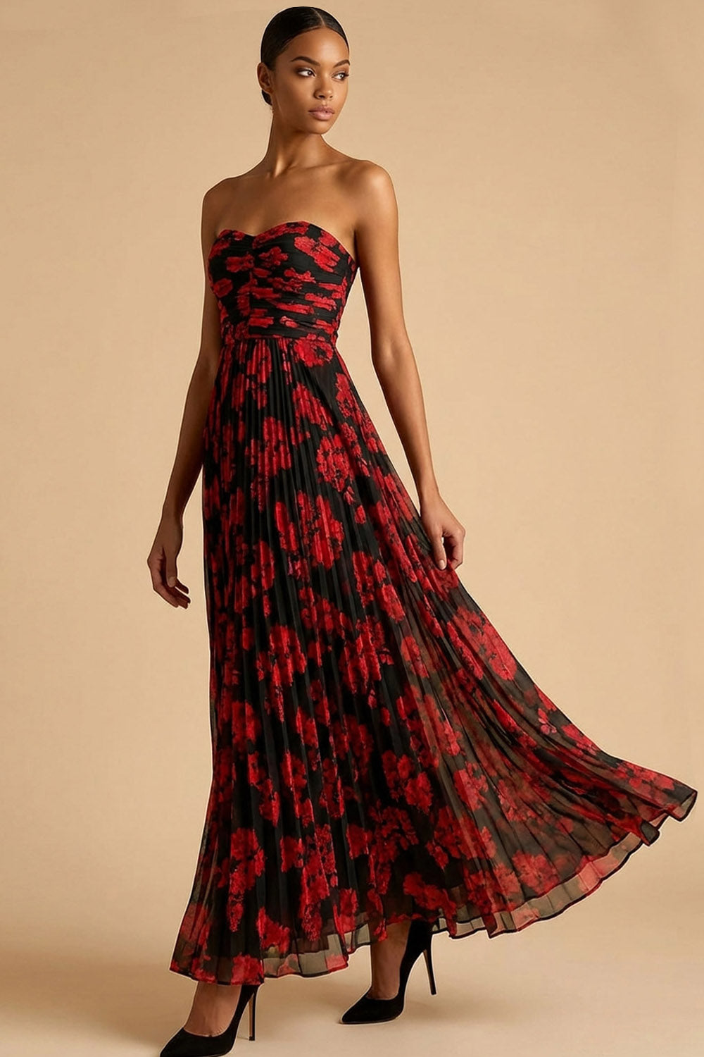 Margot Floral Pleated A-Line Dress