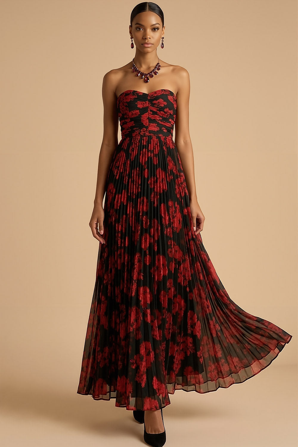 Margot Floral Pleated A-Line Dress