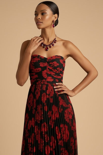Margot Floral Pleated A-Line Dress