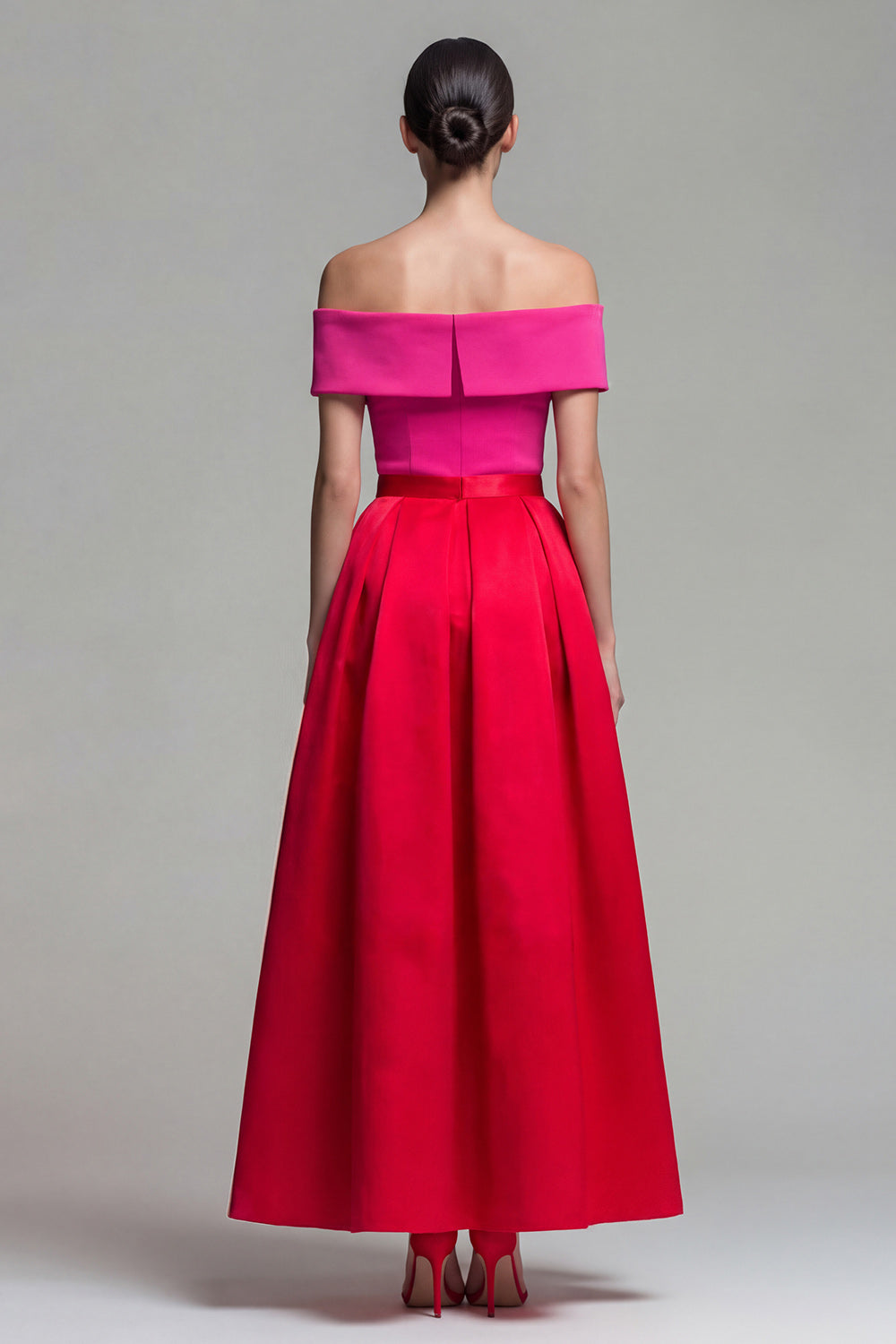 Valentina Off-Shoulder Color Block Midi Dress