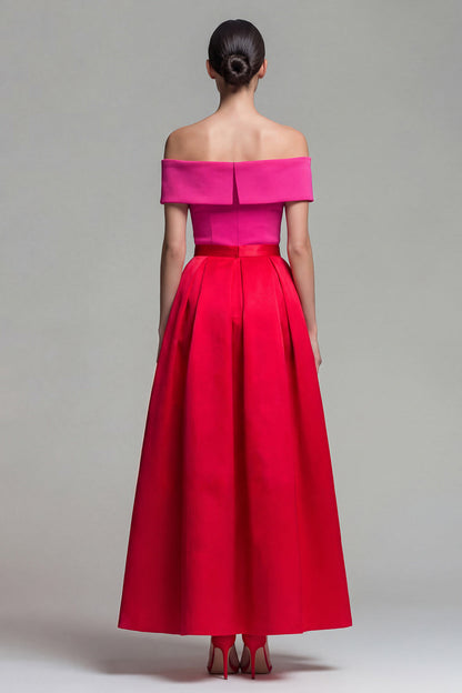 Valentina Off-Shoulder Color Block Midi Dress