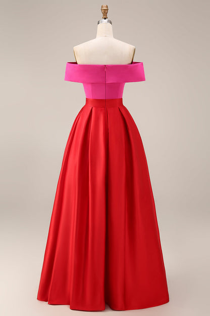 Valentina Off-Shoulder Color Block Midi Dress
