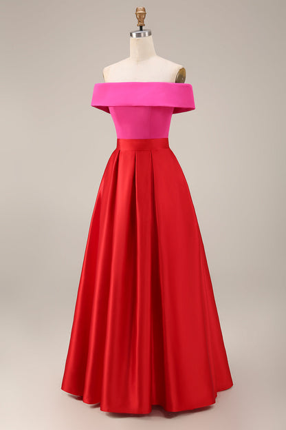 Valentina Off-Shoulder Color Block Midi Dress