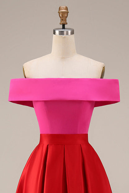 Valentina Off-Shoulder Color Block Midi Dress