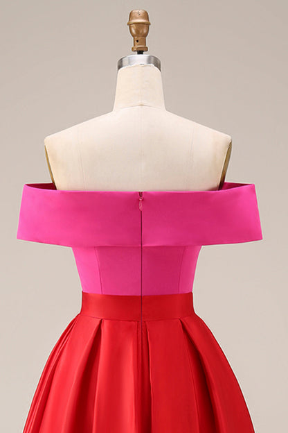 Valentina Off-Shoulder Color Block Midi Dress
