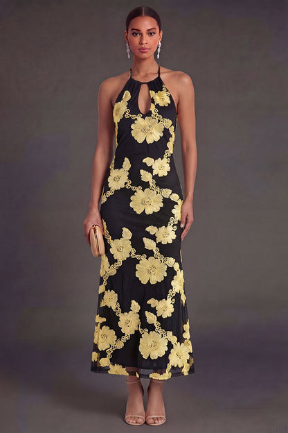 Arabella Floral Appliqué Mermaid Midi Dress