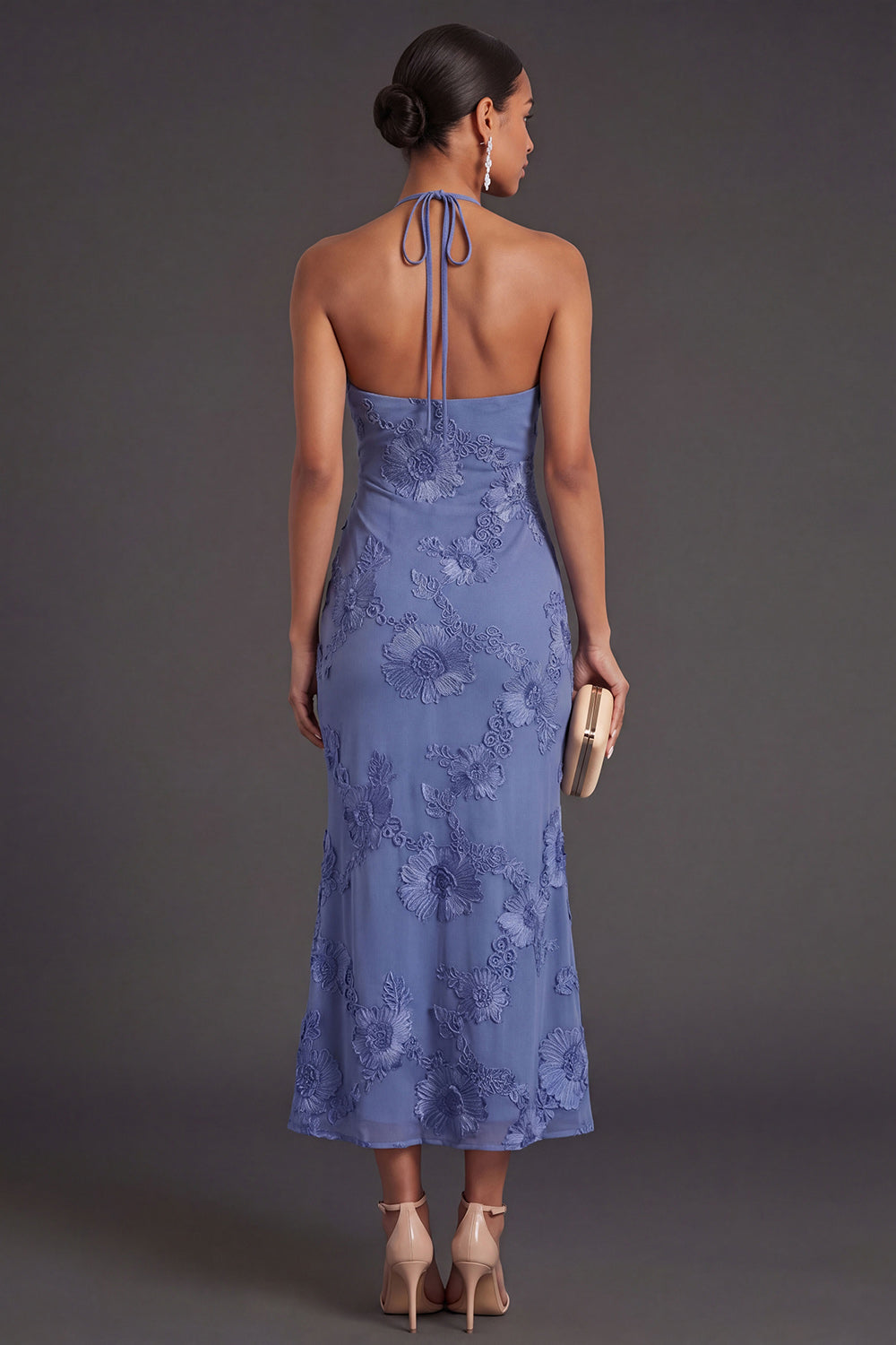 Arabella Floral Appliqué Mermaid Midi Dress