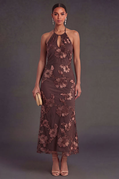 Arabella Floral Appliqué Mermaid Midi Dress