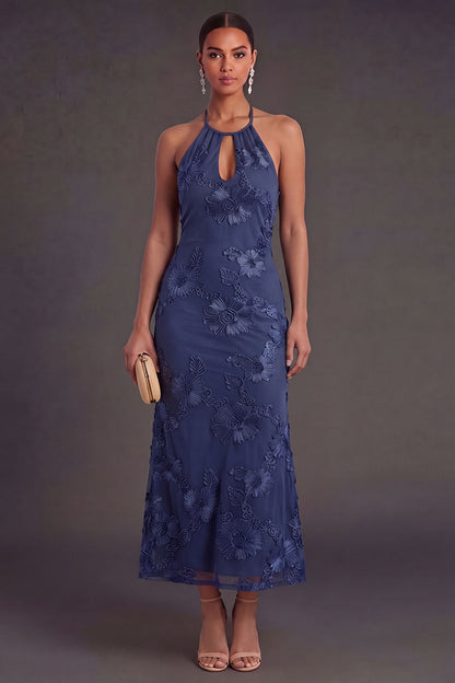 Arabella Floral Appliqué Mermaid Midi Dress