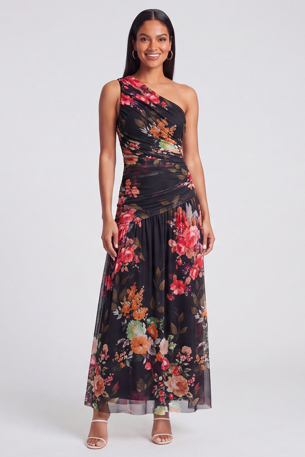 Margot One-Shoulder Ruched Maxi Dress