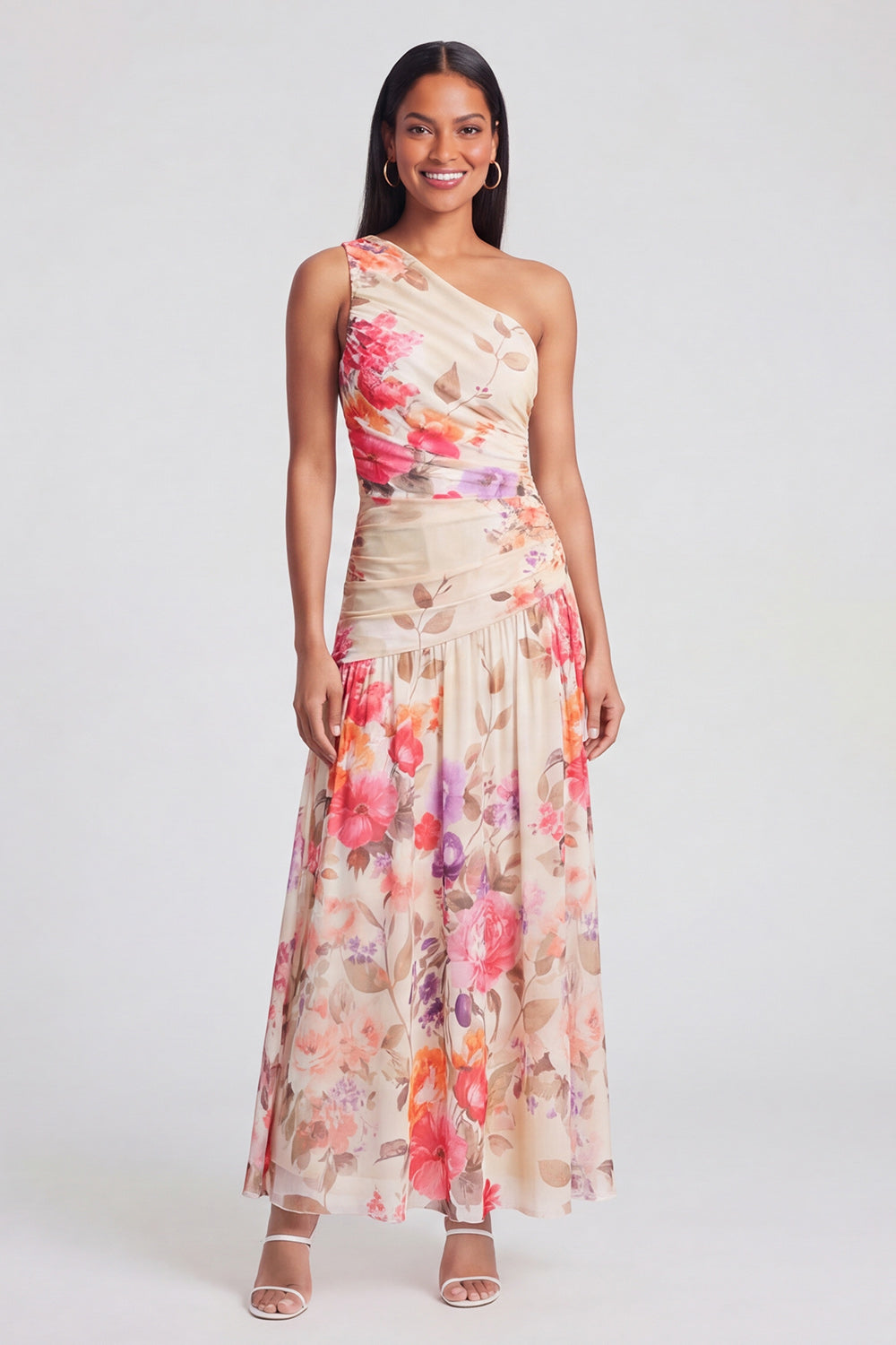 Margot One-Shoulder Ruched Maxi Dress