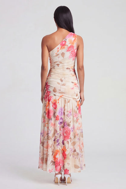 Margot One-Shoulder Ruched Maxi Dress