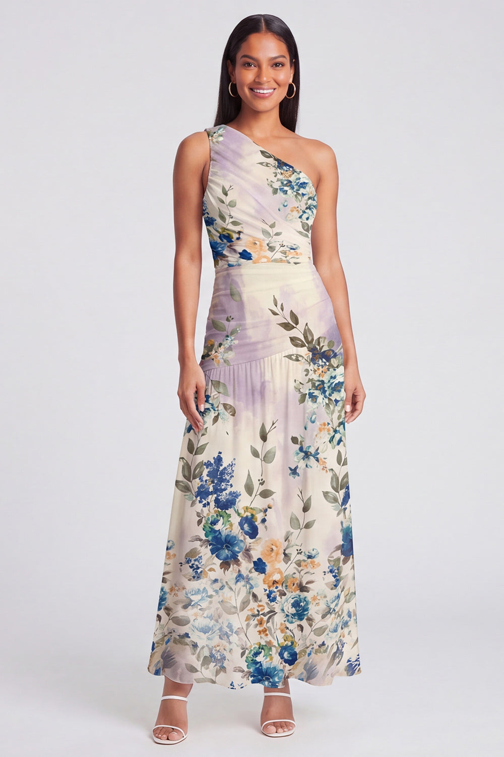 Margot One-Shoulder Ruched Maxi Dress