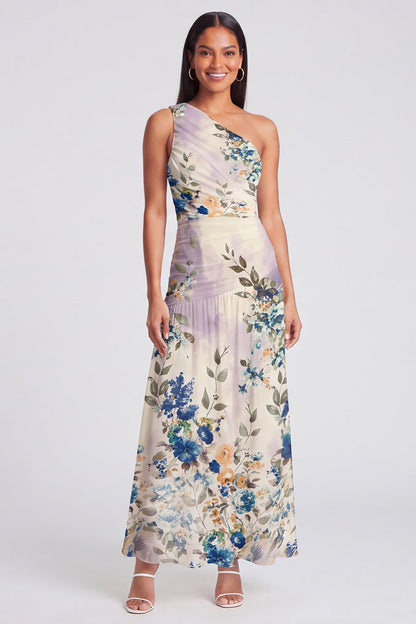 Margot One-Shoulder Ruched Maxi Dress