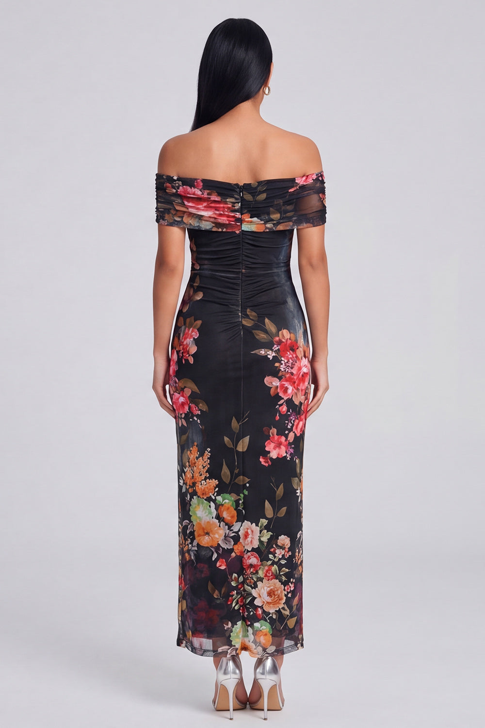Margot Off-Shoulder Ruched Floral Maxi Dress