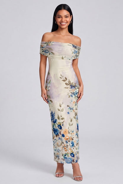 Margot Off-Shoulder Ruched Floral Maxi Dress