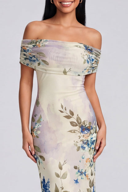 Margot Off-Shoulder Ruched Floral Maxi Dress