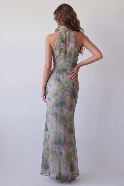 Ophelia Halter Chiffon Maxi Dress