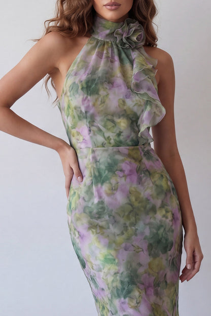 Ophelia Halter Chiffon Maxi Dress