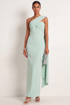 Evelyn Mint One-Shoulder Maxi Dress