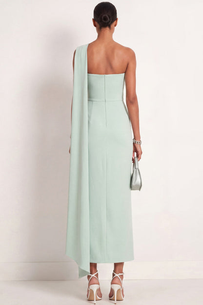 Evelyn Mint One-Shoulder Maxi Dress