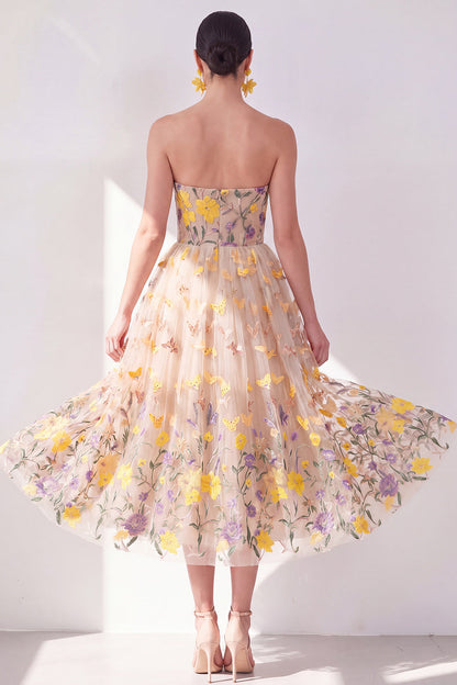 Valentina Floral Strapless Maxi Dress