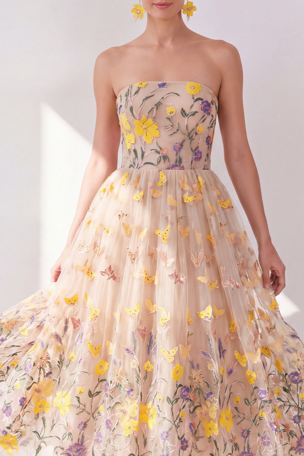 Valentina Floral Strapless Maxi Dress