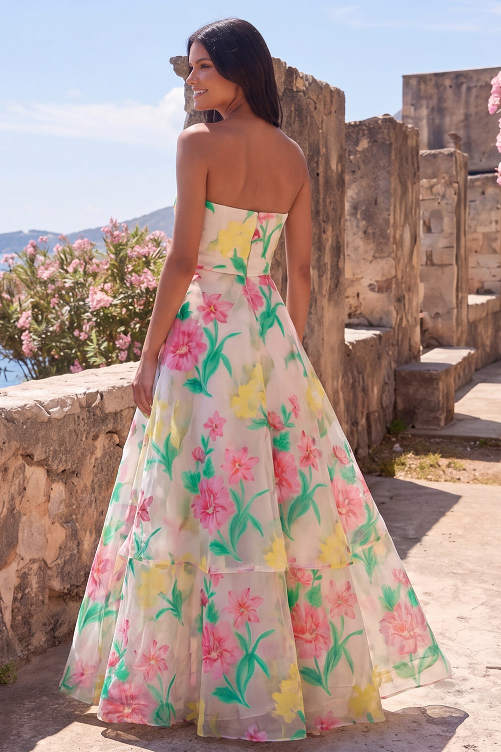Aurelia Floral Strapless Gown