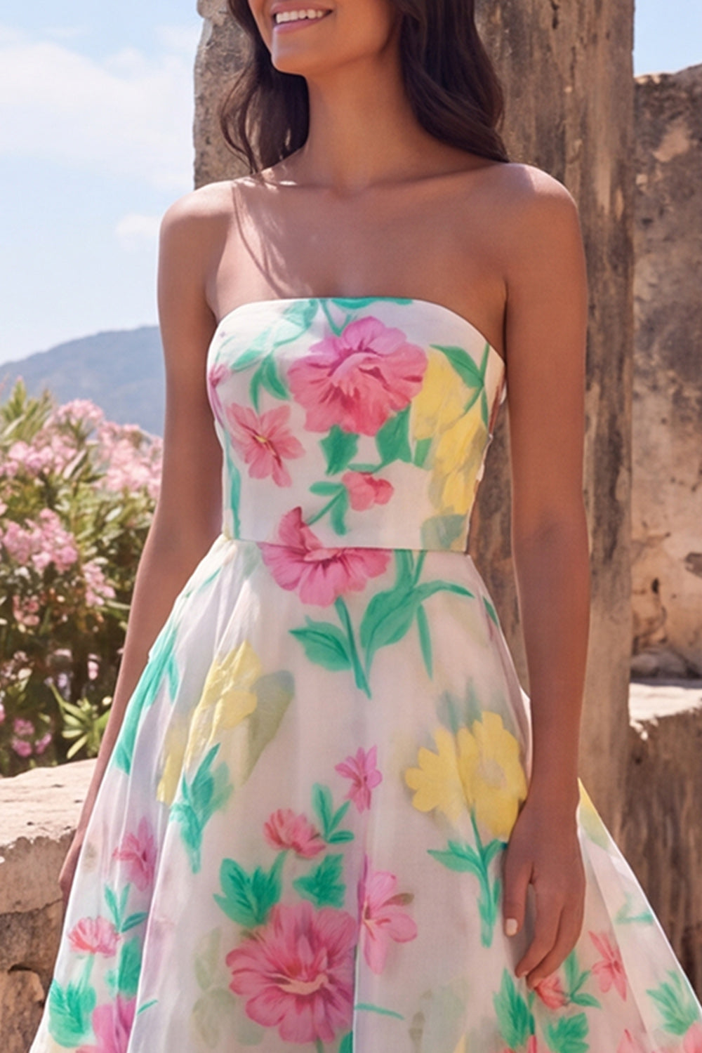 Aurelia Floral Strapless Gown