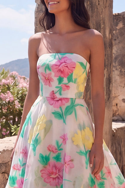 Aurelia Floral Strapless Gown