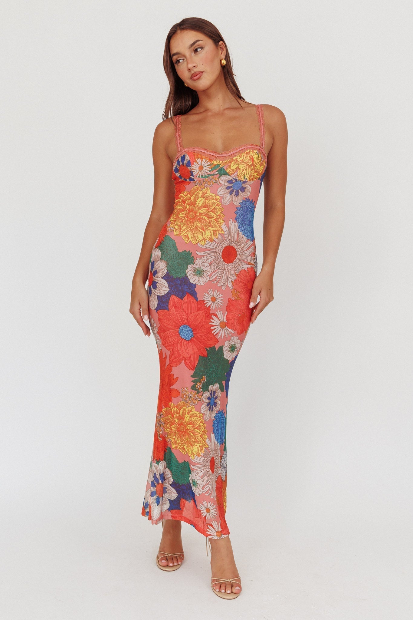 Margot Lace Maxi Dress in Burnt Orange