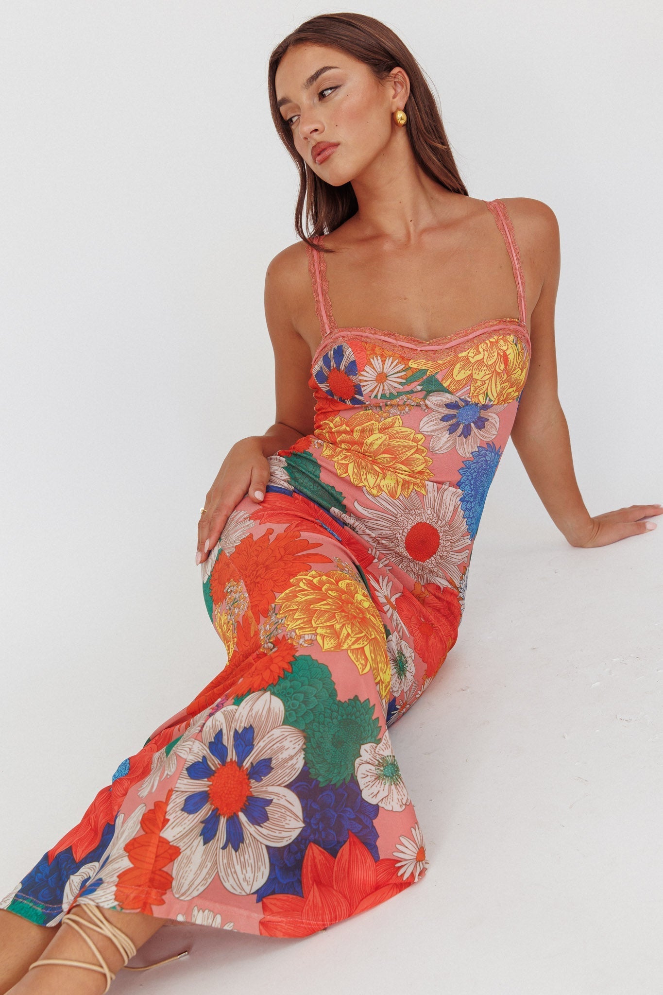 Margot Lace Maxi Dress in Burnt Orange