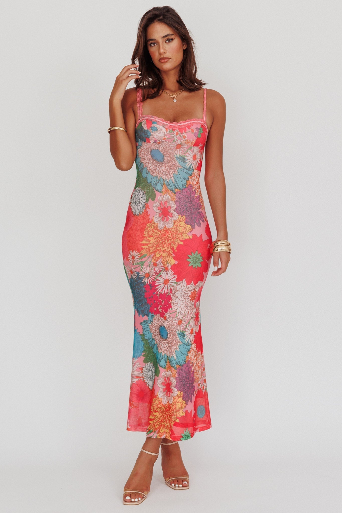 Valentina Lace Maxi Dress in Blush