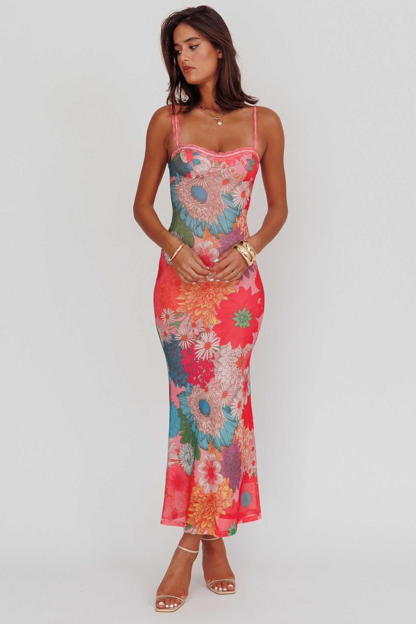 Valentina Lace Maxi Dress in Blush