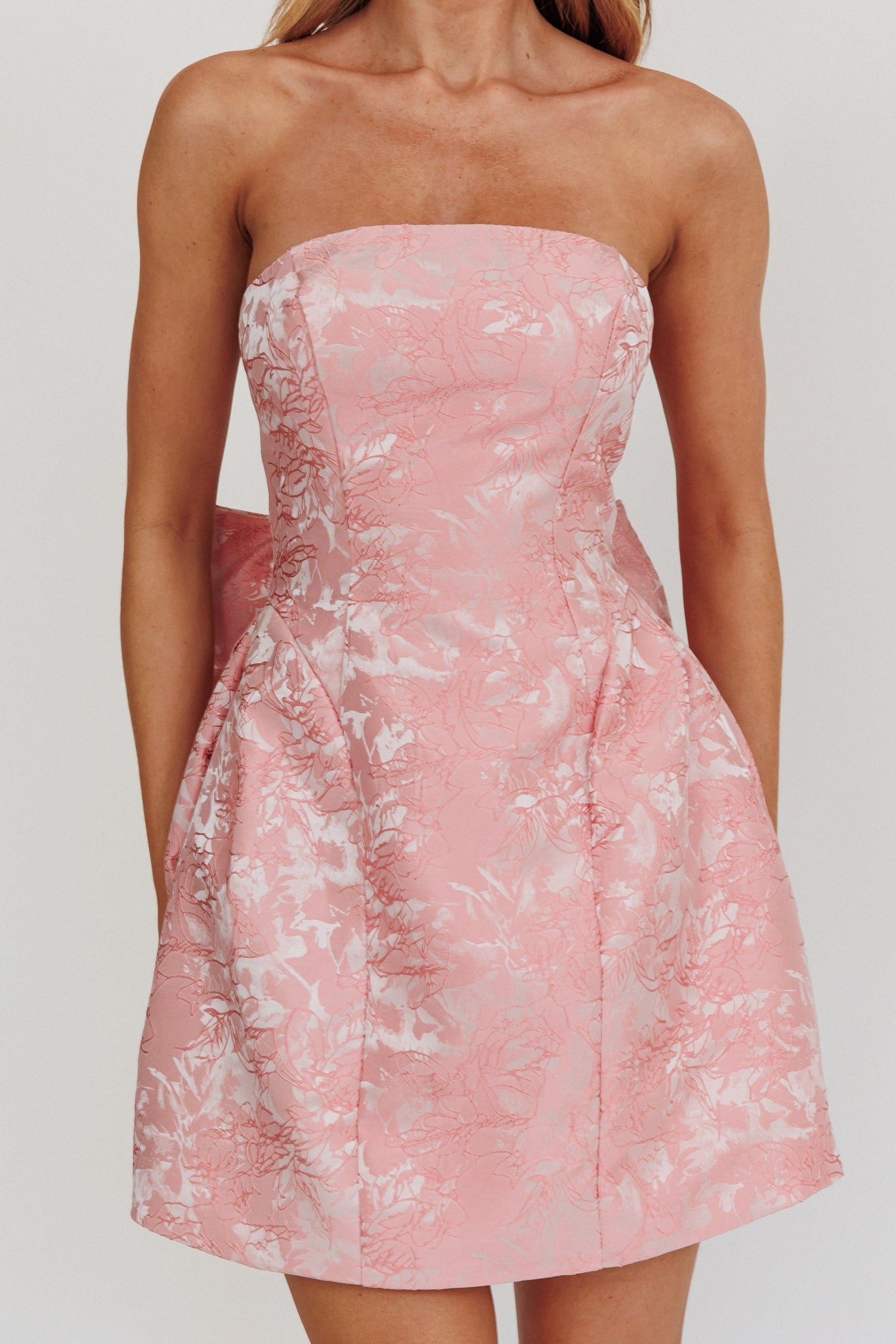Melanie Bow Mini Dress in Blush