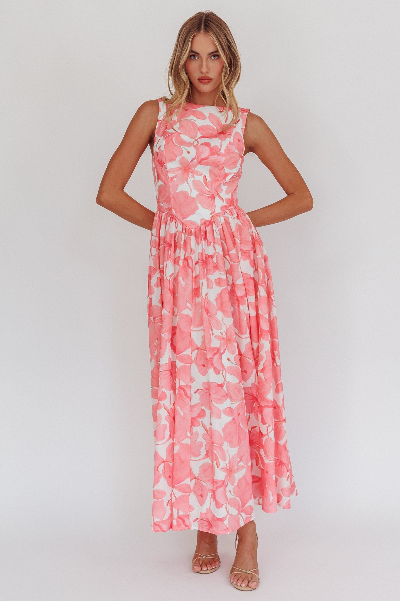 Valentina Low-Back Floral Maxi Dress