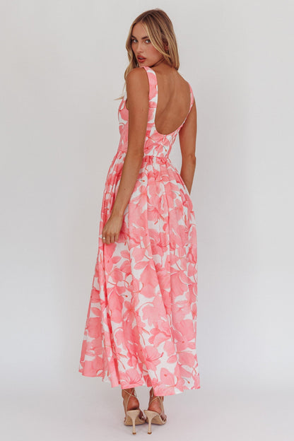 Valentina Low-Back Floral Maxi Dress