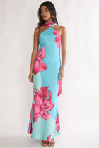 Risha Scarf Maxi Dress in Hot Pink