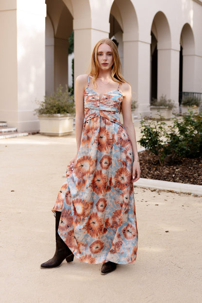 Marina Pleated Bodice Maxi Dress